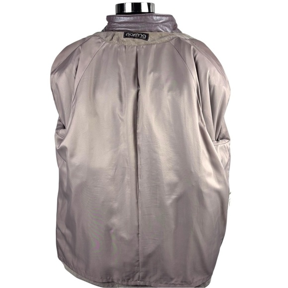 VINTAGE 80S LEATHER WOOL PATCHWORK ABSTRACT TAUPE TAN STATEMENT JACKET NORMA - Picture 13 of 15